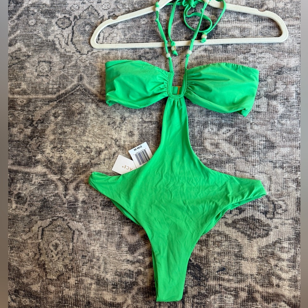 l*space Neon Green Cutout One-Piece Swimsuit with Ring Detail